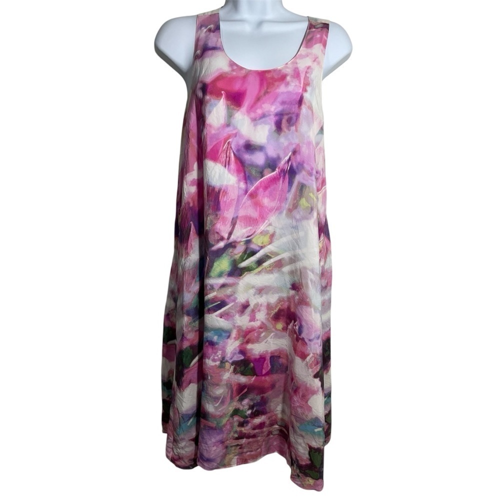 Cynthia Rowley Pink Floral Watercolor 100% Silk Mini Shift Dress Size 6 Party